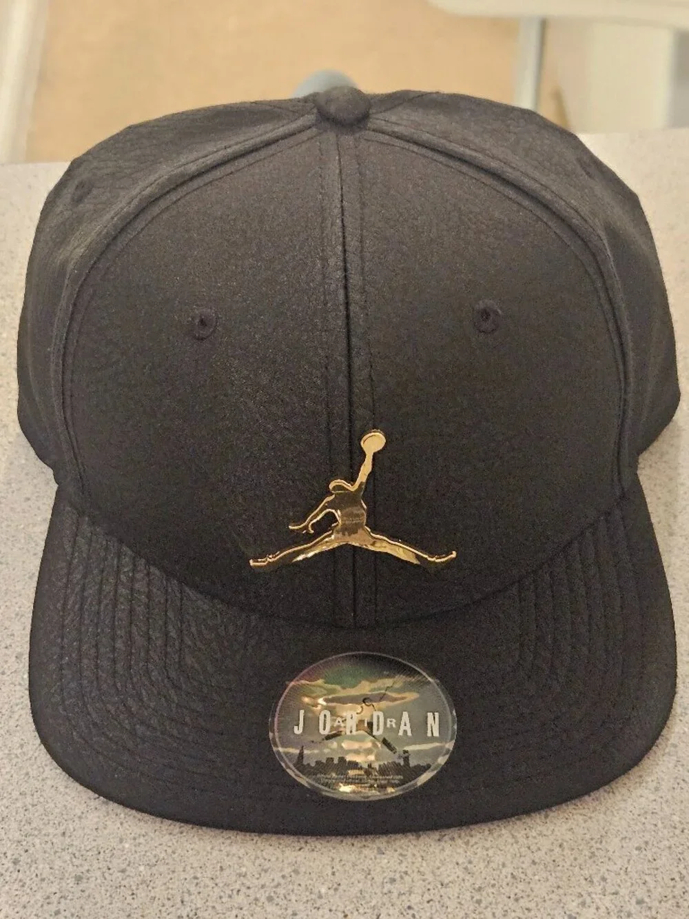 Air Jordan Hat Men Black Cement Elephant Gold Metal Jumpman Snap Back Cap